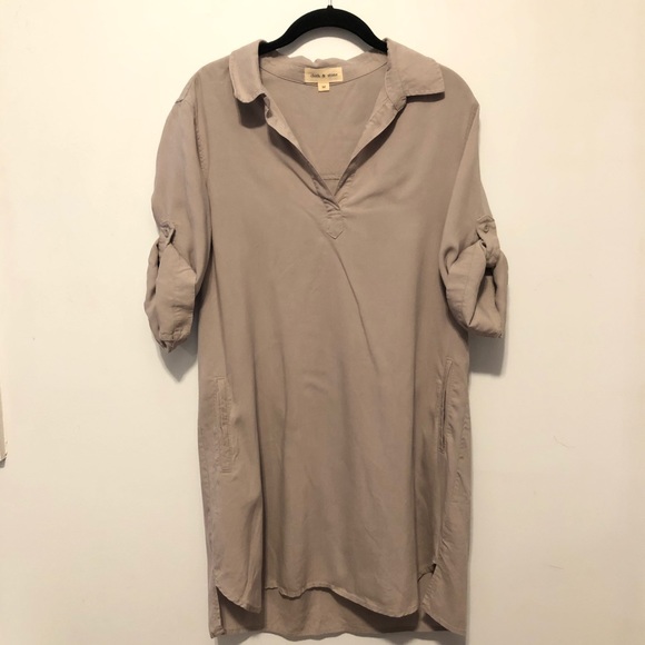 Anthropologie Cloth & Stone Shirt Dress Grey Med - Picture 2 of 7